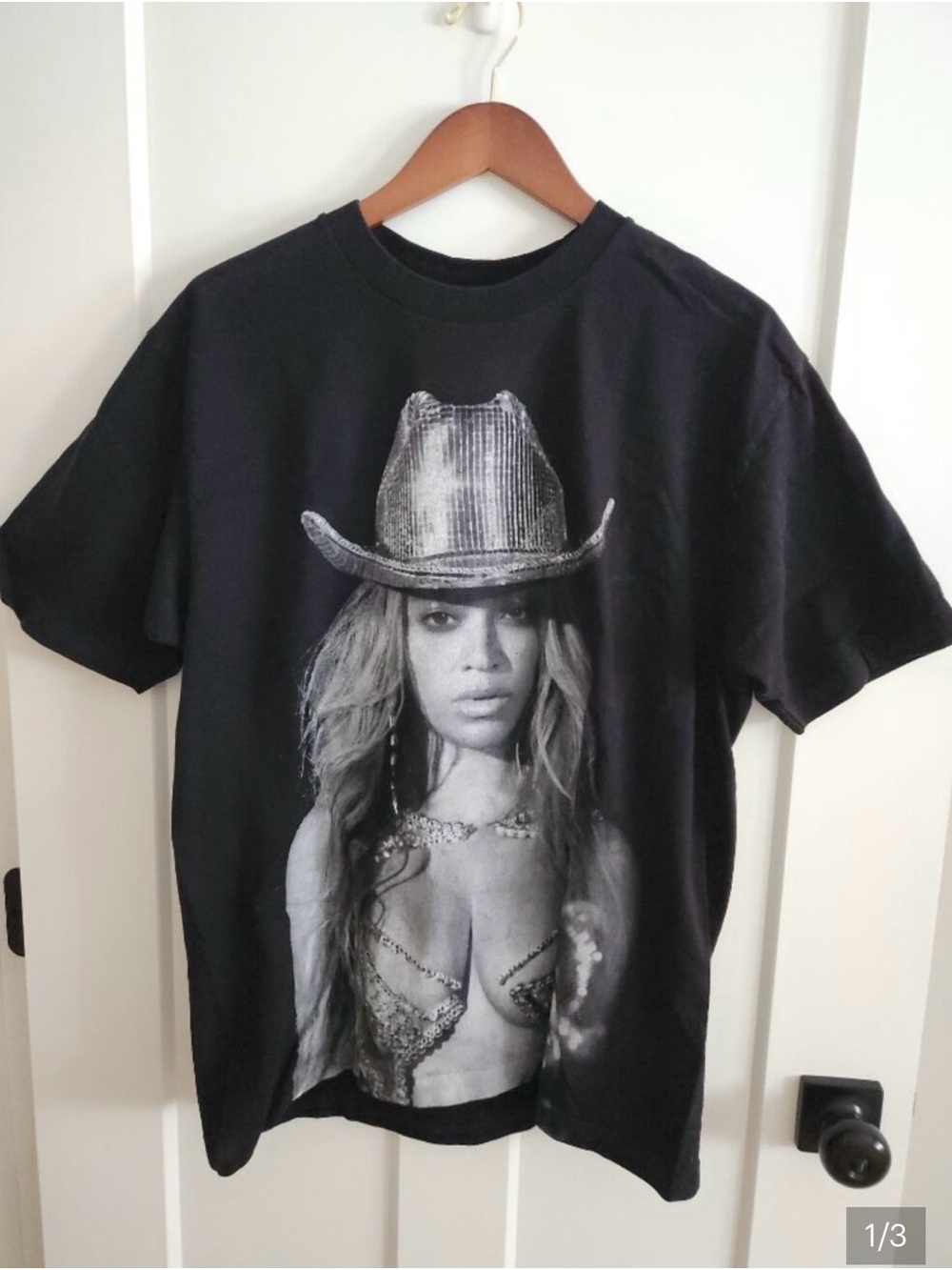 Black Graphic Short Sleeve Tee with Photo Print